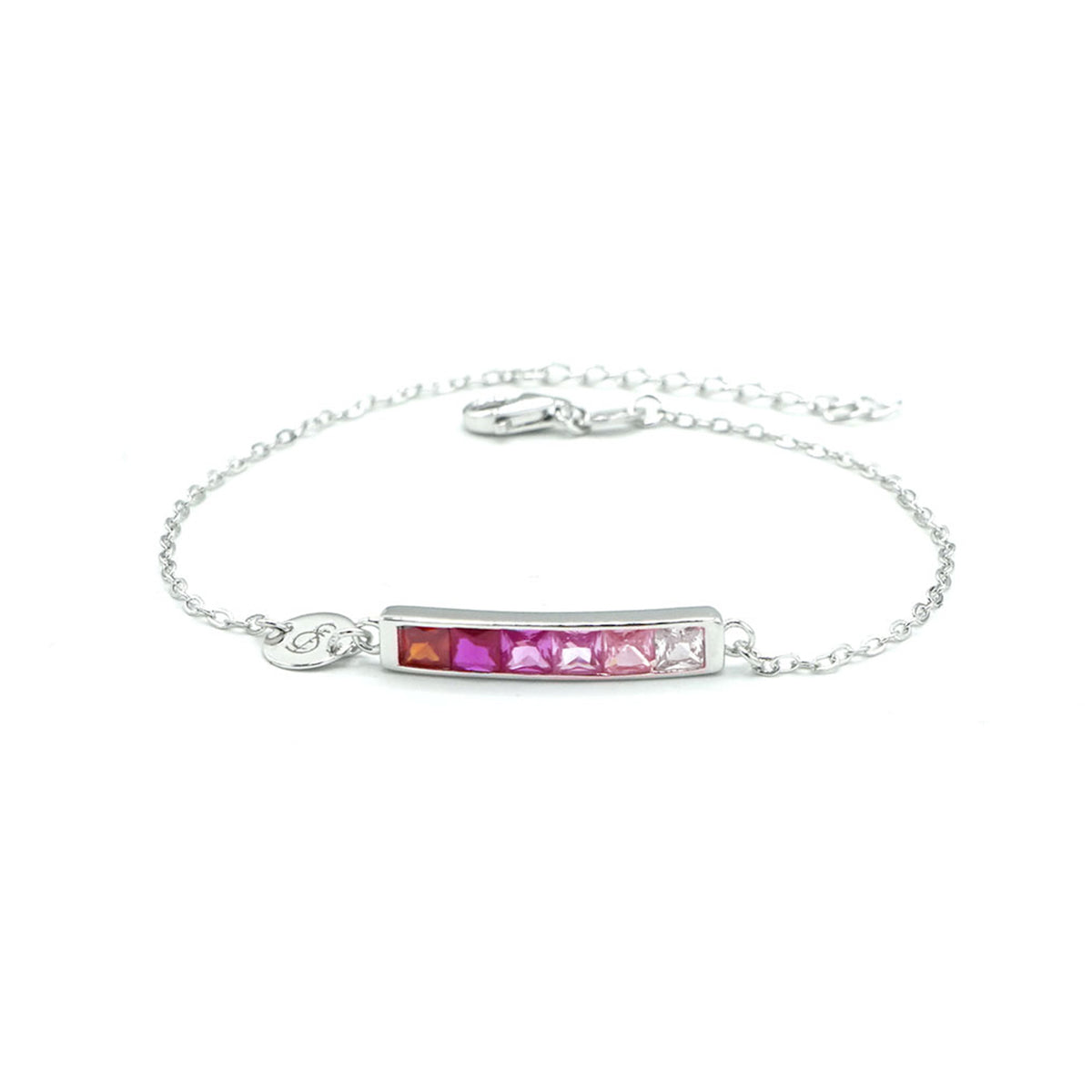 Pulsera plata piedras rojas