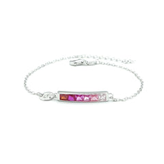 Pulsera plata piedras rojas