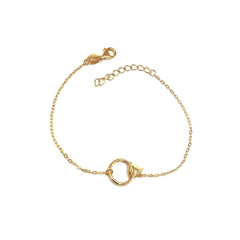 Pulsera plata chapada oro con aro y silueta escudo