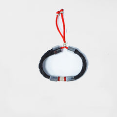 Pulsera trenza dos escudos negra