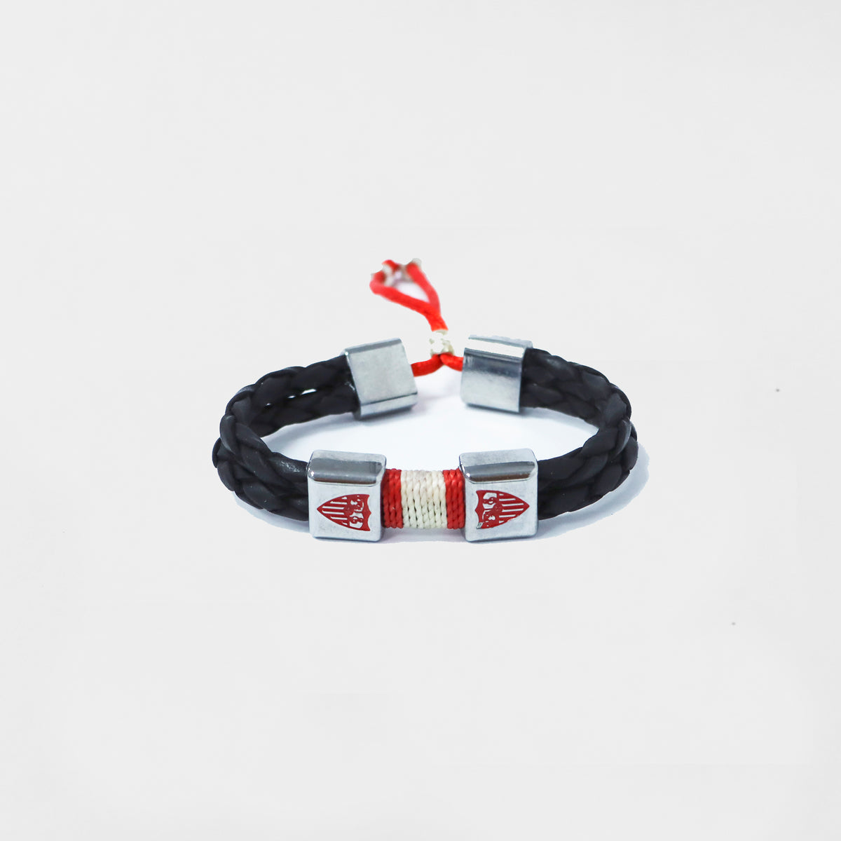 Pulsera trenza dos escudos negra