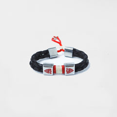 Pulsera trenza dos escudos negra