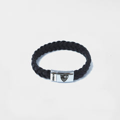 Pulsera trenza cierre grabado negra