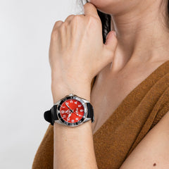 Reloj esfera roja cadete / mujer