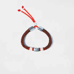 Pulsera trenza escudo marrón