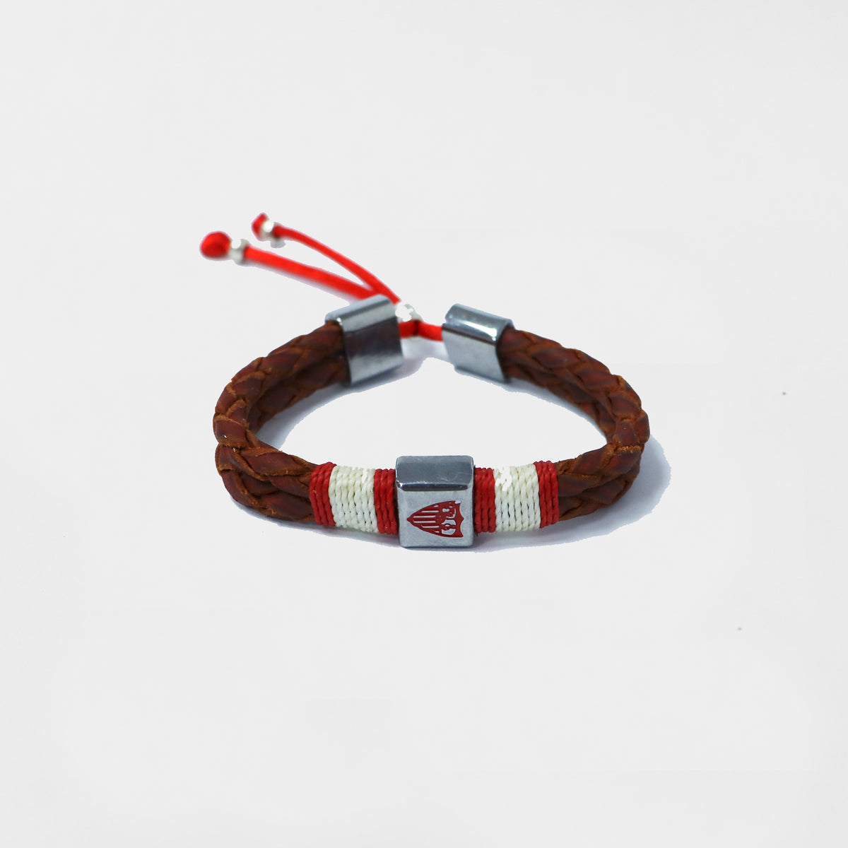 Pulsera trenza escudo marrón