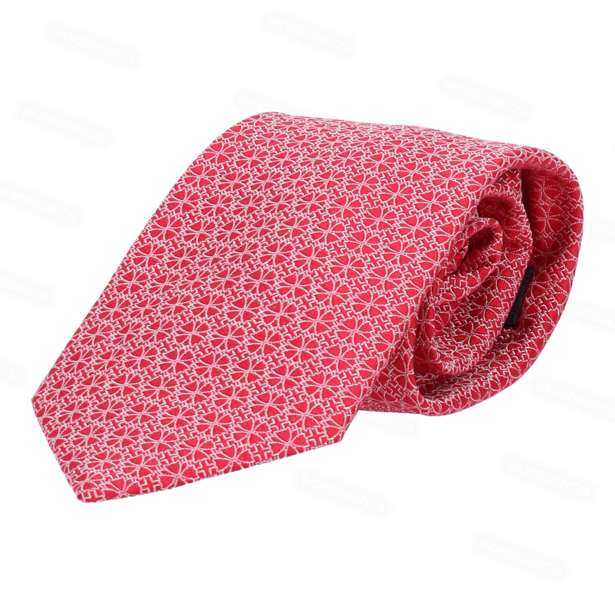 Corbata roja trébol blanco
